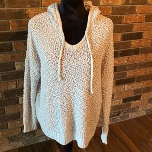 Size med/large  cream colored popcorn sweater with hood